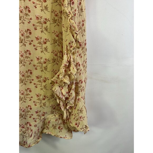 Vintage 90s April Cornell Calico Floral Frilly Pull On Maxi Skirt Small Cottage - Picture 3 of 7